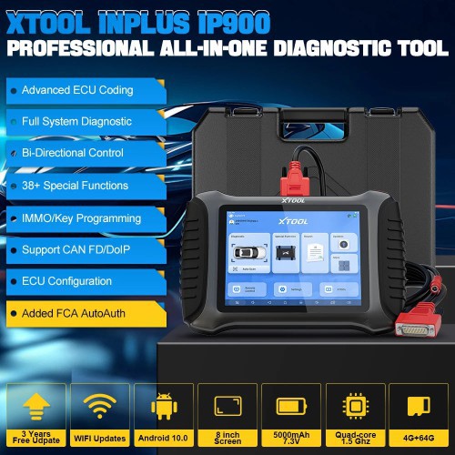 Tablet diagnostico automobilistico XTOOL InPlus IP900—accuratezza di livello OE, costruzione robusta, 41+ funzioni di reset, lunga durata della batteria