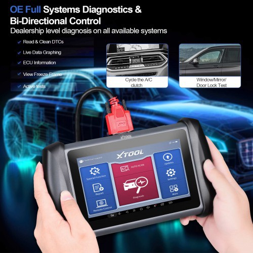 Tablet diagnostico per auto per tutti i sistemi di test, codifica, controllo dei componenti attivi e servizi di manutenzione su 150+ marchi.