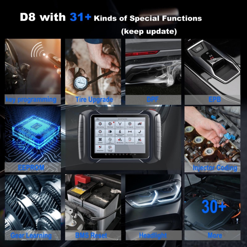Tablet diagnostico XTOOL D8 con custodia in plastica resistente e display touch da 8 pollici