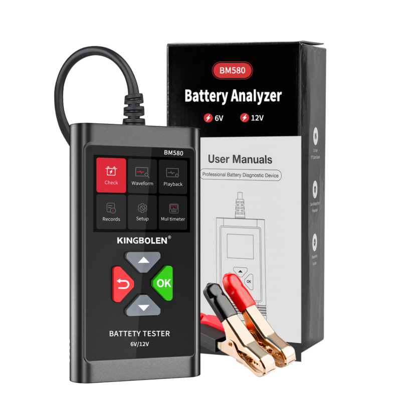 KINGBOLEN BM580 hoogprecisie batterijtester voor 6-12 V systemen met robuuste bouw en nauwkeurige diagnostiek