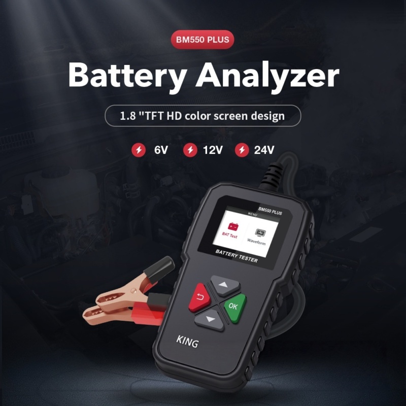 KINGBOLEN BM550PLUS batteritester med holdbart plasthus og farvedisplay