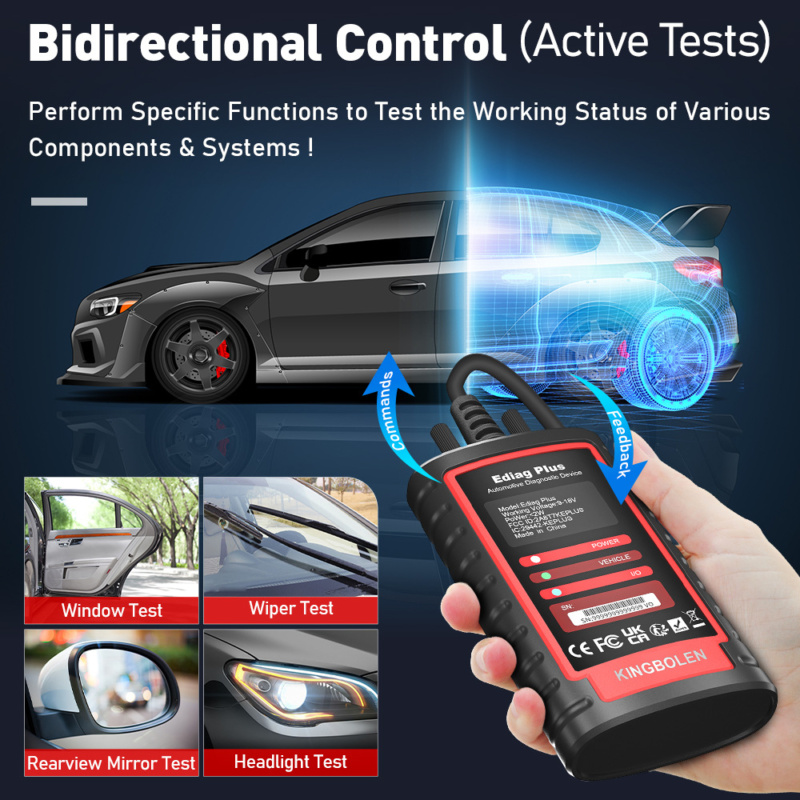 Strumento OBD professionale che consente la diagnostica completa del sistema veicolo, la codifica ECU, i test bidirezionali e i reset del servizio.