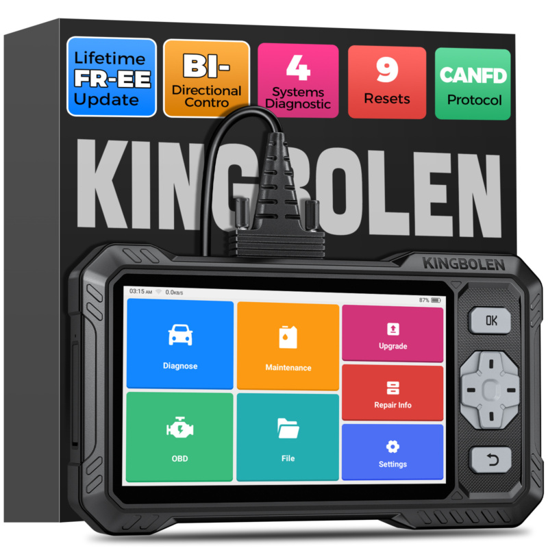 Scanner OBD2 di livello pro per diagnostica motore, ABS, SRS e trasmissione e test attivi, resistente per lunghe sessioni