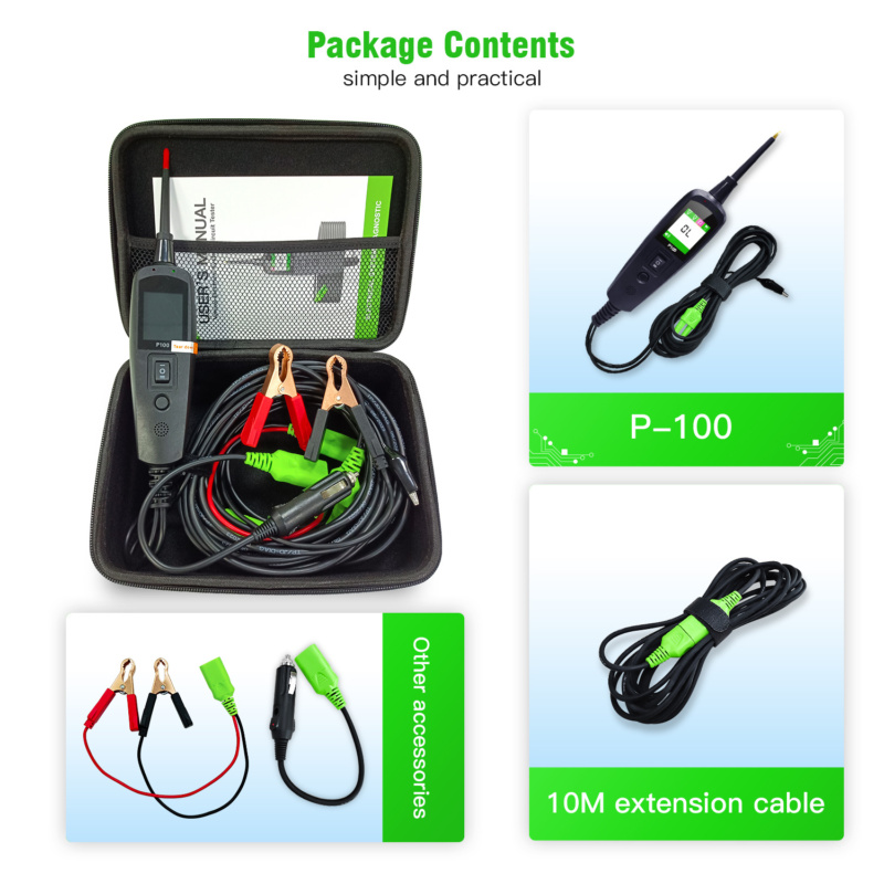 Professionel diagnostisk probe til 12 V og 24 V systemer: tester spænding, modstand, kontinuitet, polaritet med sikkerhed.