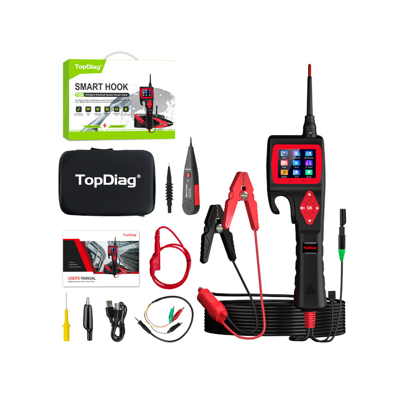 Testeur de circuit automobile TopDiag P200 avec multimètre, oscilloscope et diagnostic de batterie
