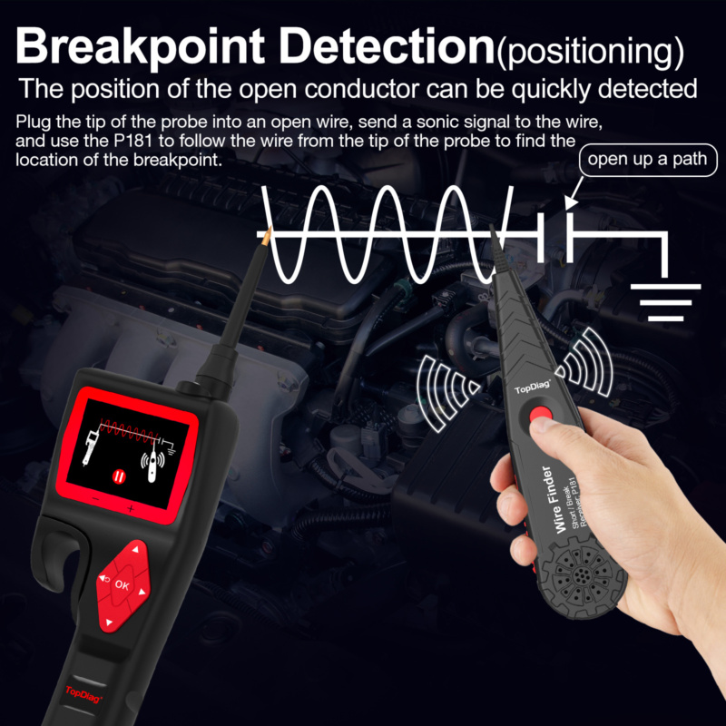 Essais d’outils portatifs sur des circuits de véhicule 9-30 V avec multimètre, oscilloscope, polarité, batterie et composants