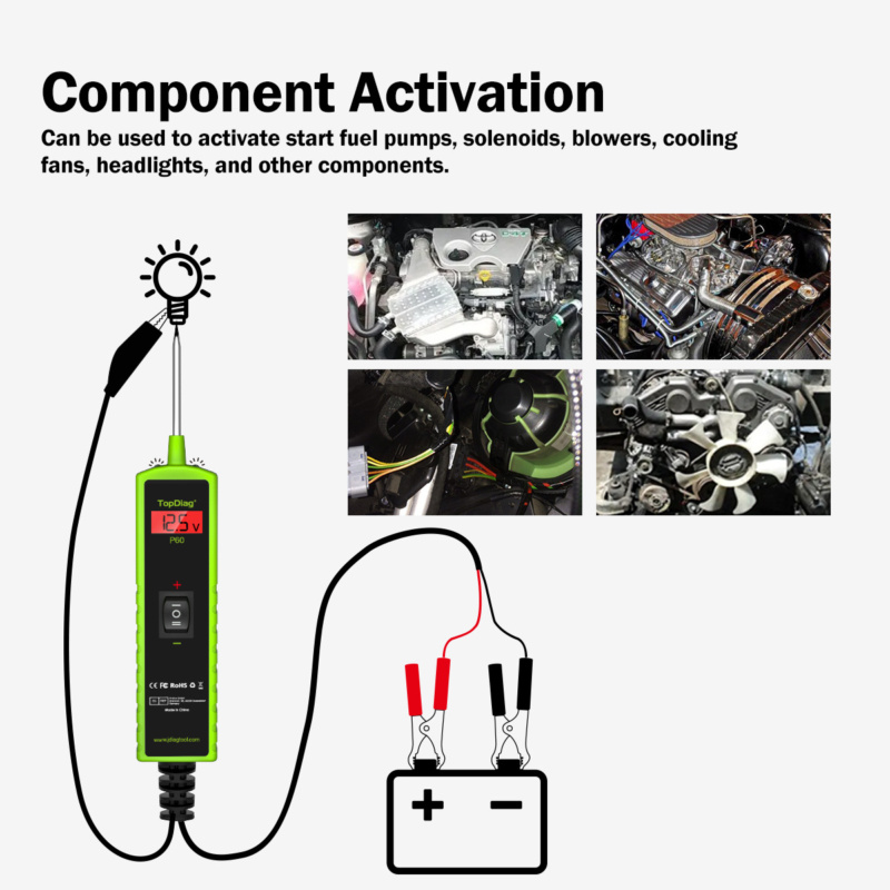 Robust metal- og ABS-kredsløbstestprobe til 6–30 V DC-diagnostik