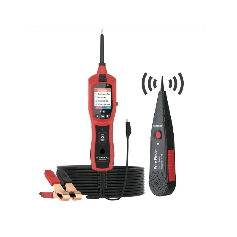 TopDiag P180 autocircuittester voor auto-, vrachtwagen- en motorfietsdiagnostiek, spannings- en accutest