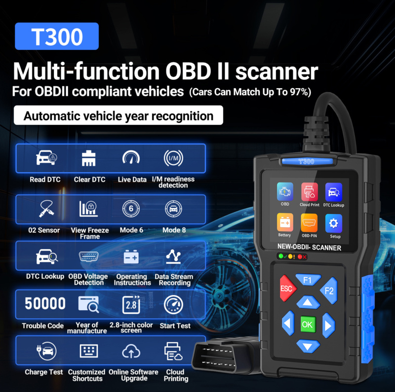 Hochpräziser ABS-Karosserie JDiag T300 OBD-II Scanner mit grafischer Datenanzeige und robuster Haltbarkeit.