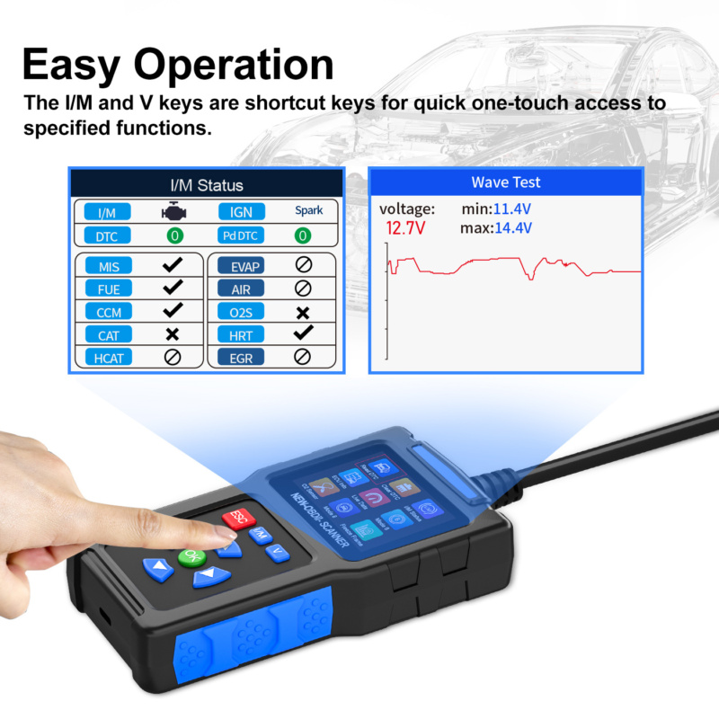 Duurzame ABS plastic JDiag T200 autodiagnosetool met OBD-II kabel