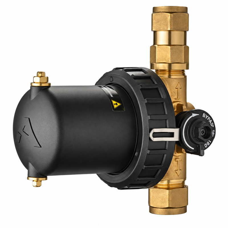 Filtru magnetic compact ADEY MagnaClean Atom pentru sisteme de încălzire centrală, protecție eficientă a sistemului de încălzire
